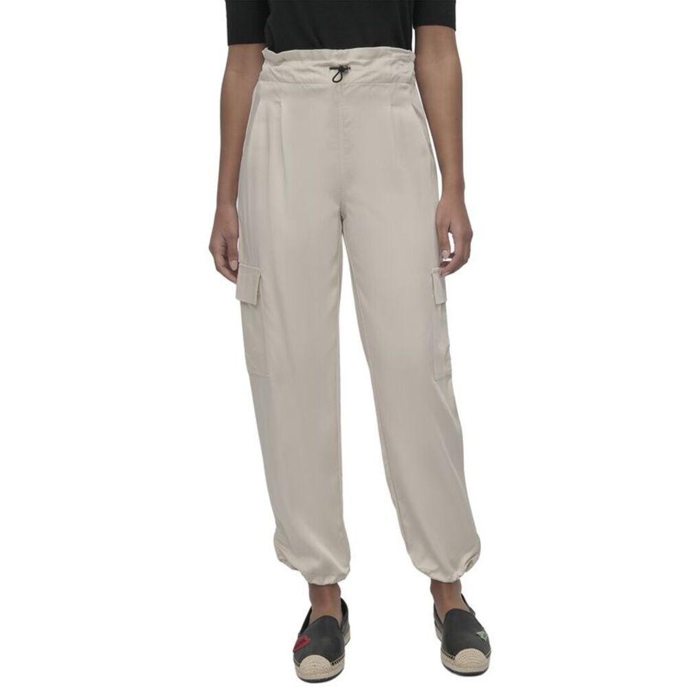 Dkny Womens  High Waist Soft Cargo Pant, Tan